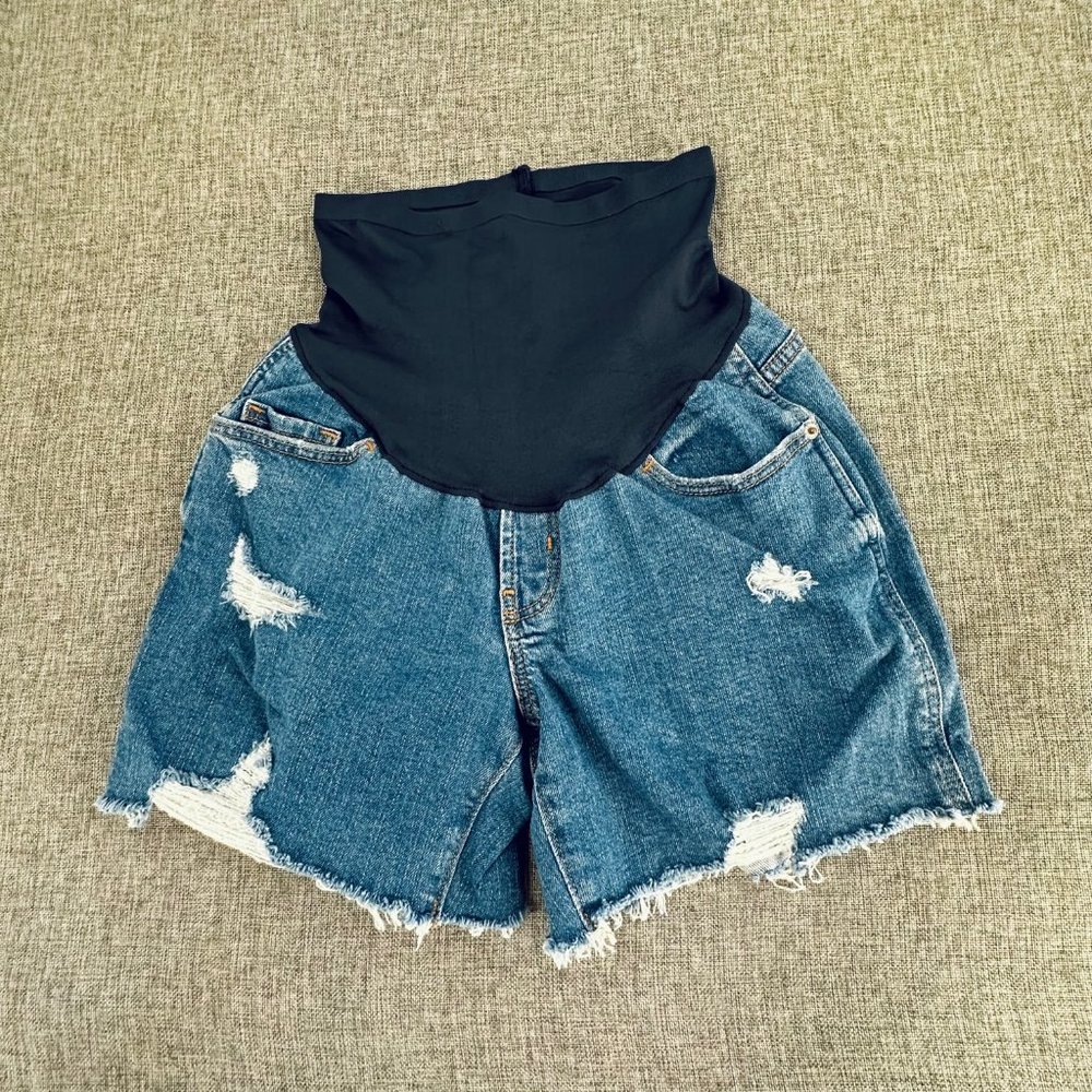 Old Navy Maternity Cut Off Shorts Boyfriend 99% Cotton & Spandex Size 0 Fringe